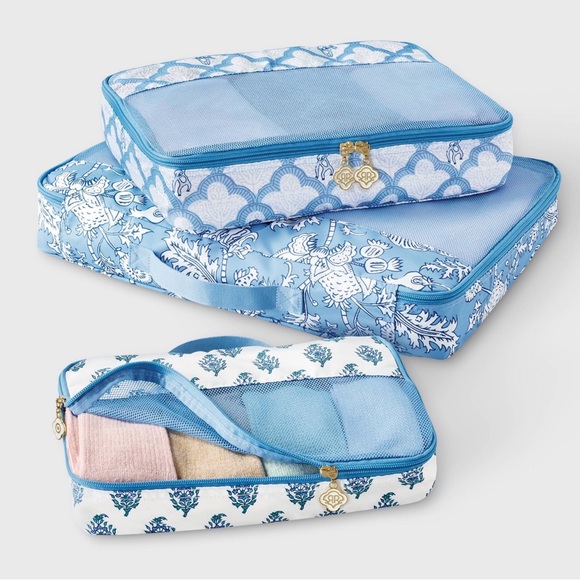 💗🐰Roller Rabbit x Target 3pc Packing Cube Set Blue - Picture 2 of 6